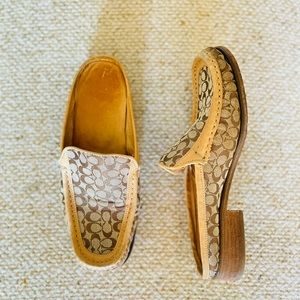 Coach tan slip on loafers